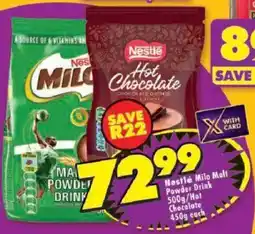Shoprite Nestlé Milo Malt Powder Drink/ Hot Chocolate offer