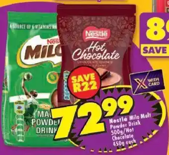 Shoprite Nestlé Milo Malt Powder Drink/ Hot Chocolate offer
