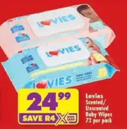 Shoprite Lovies Scented/ Unscented Baby Wipes offer