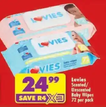 Shoprite Lovies Scented/ Unscented Baby Wipes offer