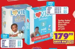 Shoprite Lovies Jumbo/ Ultra Premium Disposable Nappies offer
