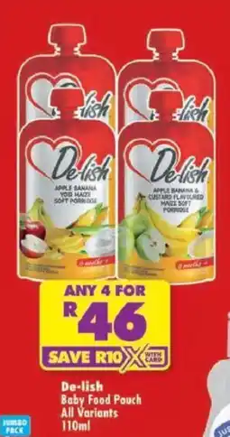 Shoprite De-lish Baby Food Pouch All Variants offer