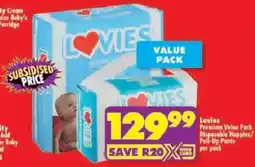 Shoprite Lovies Premium Value Pack Disposable Nappies/ Pull-Up Pants offer