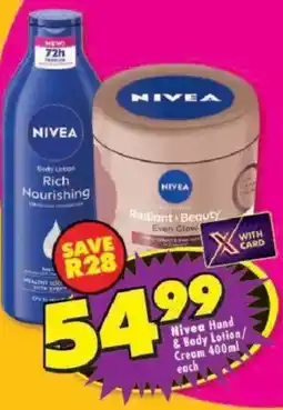 Shoprite Nivea Hand & Body Lotion/ Cream offer