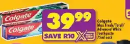 Shoprite Colgate Max Fresh/ Total/ Advanced White Toothpaste offer