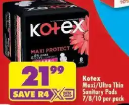 Shoprite Kotex Maxi/ Ultra Thin Sanitary Pads offer