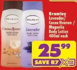Shoprite Bramley Lavender/ Cocoa Heaven/ Magnolia Body Lotion offer