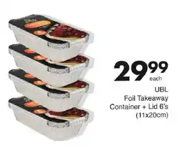 Save UBL Foil Takeaway Container + Lid offer
