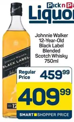 Pick n Pay Johnnie Walker 12-Year-Old Black Label Blended Scotch Whisky offer