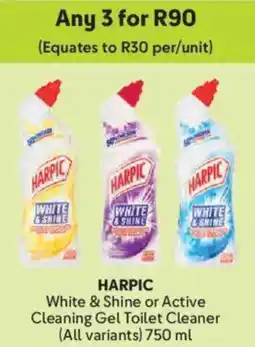Makro Harpic White & Shine or Active Cleaning Gel Toilet Cleaner offer