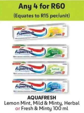 Makro Aquafresh Lemon Mint, Mild & Minty, Herbal or Fresh & Minty offer