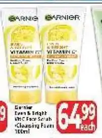 Supa Store Garnier Even & Bright VIT C Face Scrub + Cleansing Foam 100ml offer
