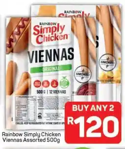 Pick n Pay Hypermarket Rainbow Simply Chicken Viennas Assorted 500g offer
