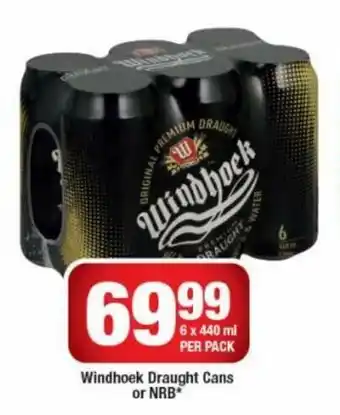 OK Liquor Windhoek Draught or NRB  6x440ml offer