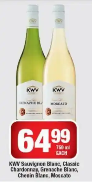 OK Liquor KWV Sauvignon Blanc, Classic Chardonnay, Grenache Blanc, Chenin Blanc, Moscato 750ml offer
