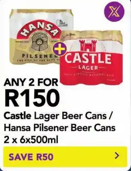 Shoprite Castle Lager Beer Cans/ Hansa Pilsener Beer Cans offer