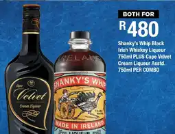 OK Liquor Shanky's Whip Black Irish Whiskey Liqueur plus Cape Velvet Cream Liqueur offer