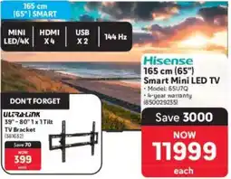 Makro Hisense 165cm 65" Smart Mini LED TV offer