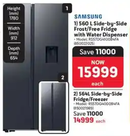 Makro Samsung Side-by-Side Frost/ Free Fridge with Water Dispenser offer