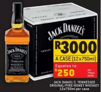 Shoprite Liquor Jack Daniel's Tennessee Original/Fire/Honey Whiskey 12x750ml offer