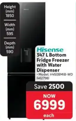 Makro Hisense Bottom Fridge Freezer with Water Dispenser offer