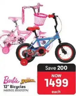 Makro Barbie or Spiderman 12" Bicycles offer