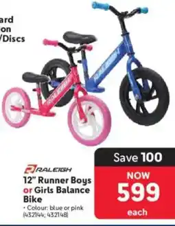 Makro Raleigh 12" Runner Boys or Girls Balance Bike offer