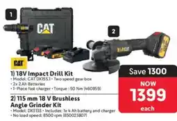 Makro Cat 18V Impact Drill Kit or 18 V Brushless Angle Grinder Kit offer