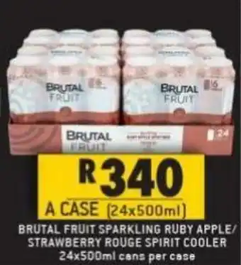 Shoprite Liquor Brutal Fruit Sparkling Ruby Apple/Strawberry Rouge Spirit Cooler 24x500ml offer