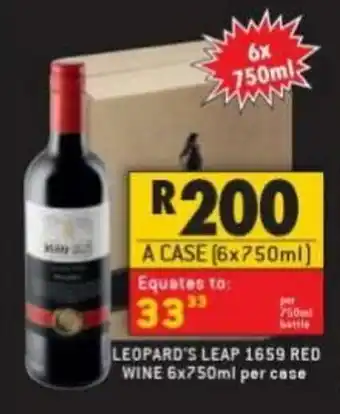 Shoprite Liquor Leopard's Leap 1659 Red Wine  6x750ml offer