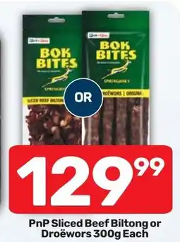 Pick n Pay Hypermarket PnP Sliced Beef Biltong or Droëwors offer