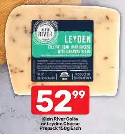Pick n Pay Hypermarket Klein River Colby or Leyden Cheese Prepack offer