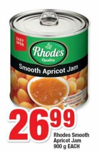 OK Foods Rhodes Smooth Apricot Jam 900g offer