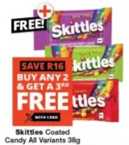Checkers Skittles Coated Candy All Variants offer