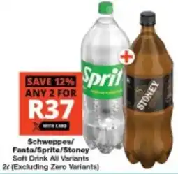 Checkers Schweppes/ Fanta/ Sprite/ Stoney Soft Drink All Variants offer