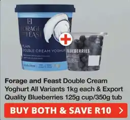 Checkers Forage and Feast Double Cream Yoghurt All Variants & Export Quality Blueberries offer
