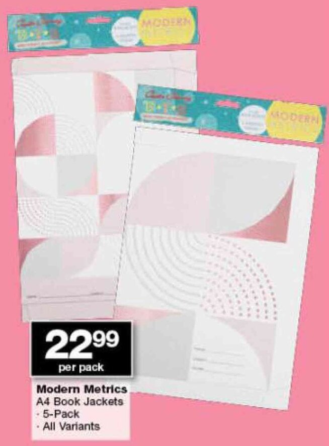 Modern Metrics A4 Book Jackets 5Pack offer at Checkers