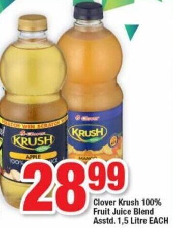 OK Foods Clover Krush 100% Fruit Juice Blend 1,5L offer