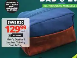 Checkers Men's Denim & Leather Toiletry Clutch Bag offer