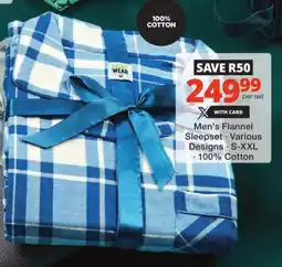 Checkers Men's Flannel Sleepset Various Designs offer