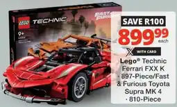 Checkers Lego Technic Ferrari FXX K/ Fast & Furious Toyota Supra MK 4 offer