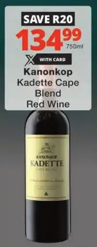 Checkers Kanonkop Kadette Cape Blend Red Wine offer