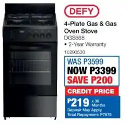 OK Furniture Defy 4-Plate Gas & Gas Oven Stove offer