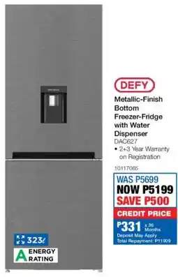 OK Furniture Defy Metallic-Finish Bottom Freezer-Fridge with Water Dispenser offer