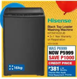 OK Furniture Hisense Black Top Loader Washing Machine offer