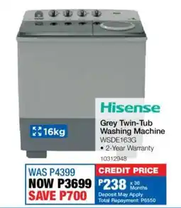 OK Furniture Hisense Grey Twin-Tub Washing Machine offer