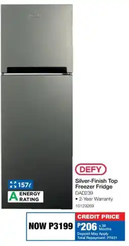 OK Furniture Defy Silver-Finish Top Freezer Fridge offer