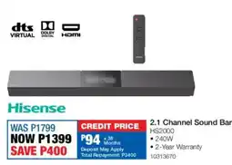 OK Furniture Hisense 2.1 Channel Sound Bar offer