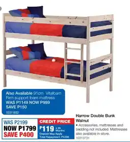 OK Furniture Harrow Double Bunk Walnut offer