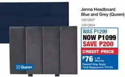OK Furniture Jenna Headboard Blue and Grey offer